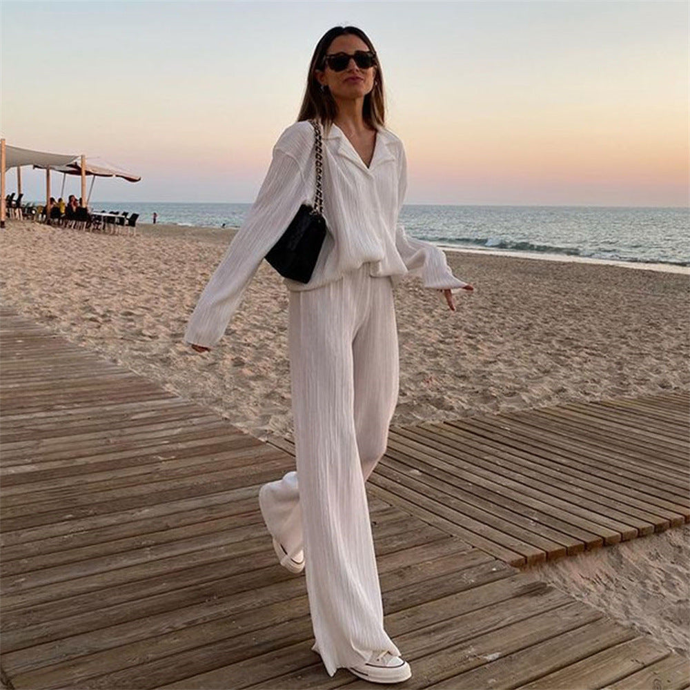 Loose Shirt & Straight-Leg Trousers Set