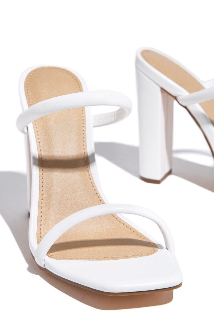 Women's square-toe chunky-heeled mules