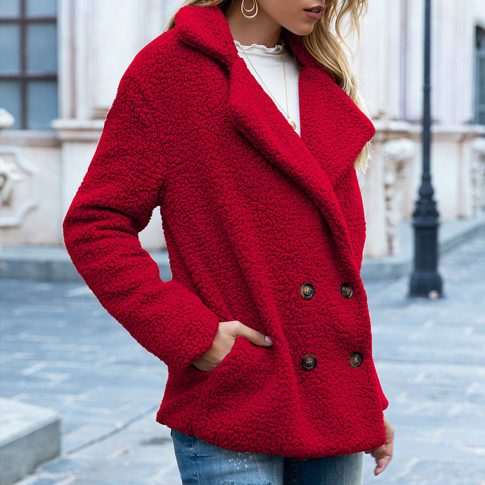Warm, fluffy coat with buttons