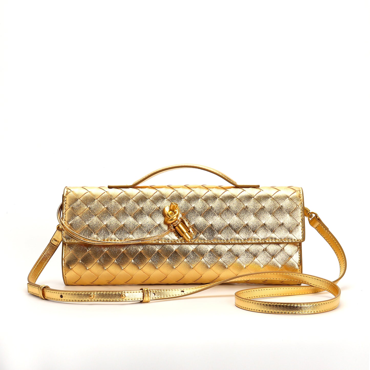 Two Way Woven Flap Clutch Shoulder Bag