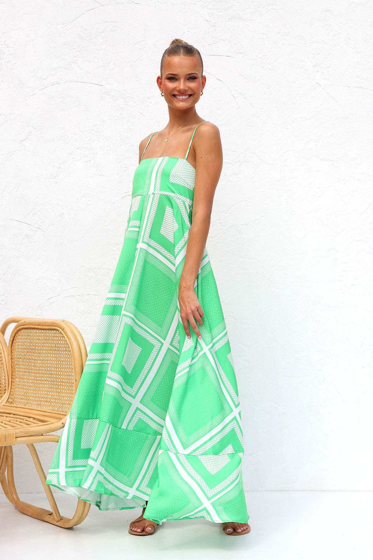 Striped dress with open back belt