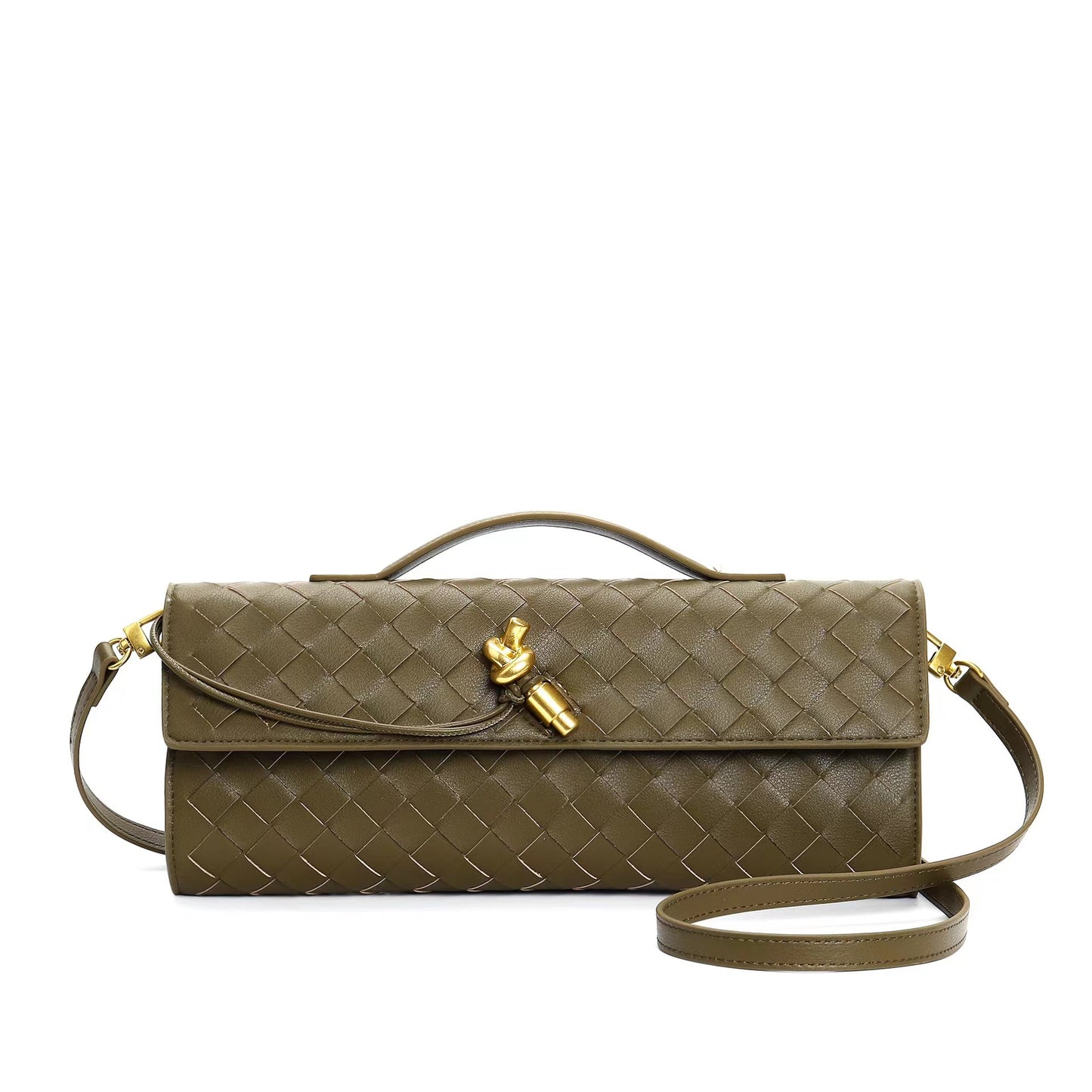 Two Way Woven Flap Clutch Shoulder Bag