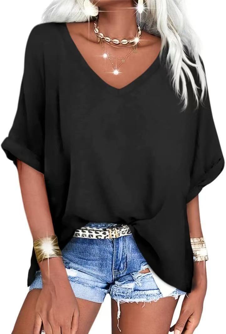 Summer Casual V-Neck T-Shirt