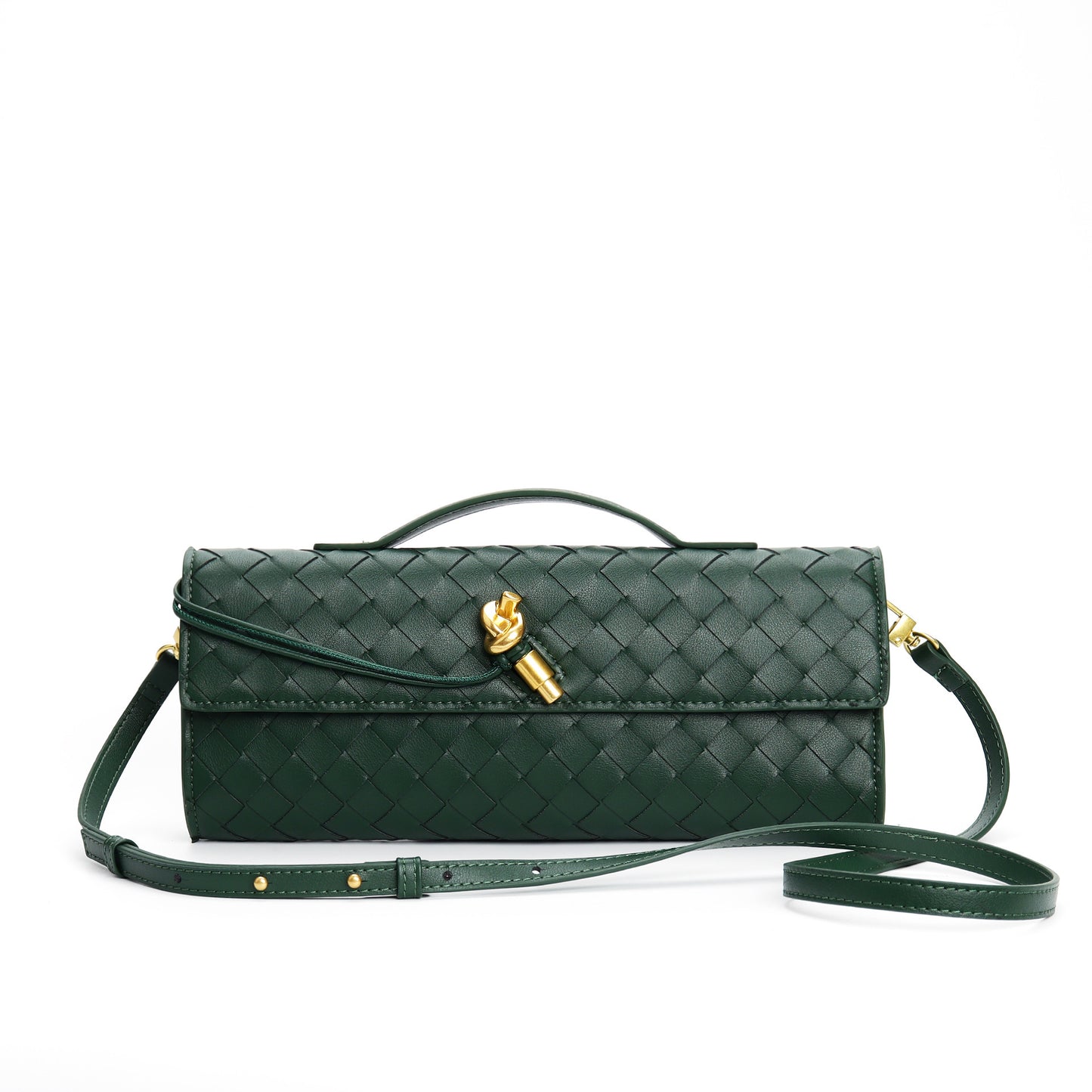 Two Way Woven Flap Clutch Shoulder Bag