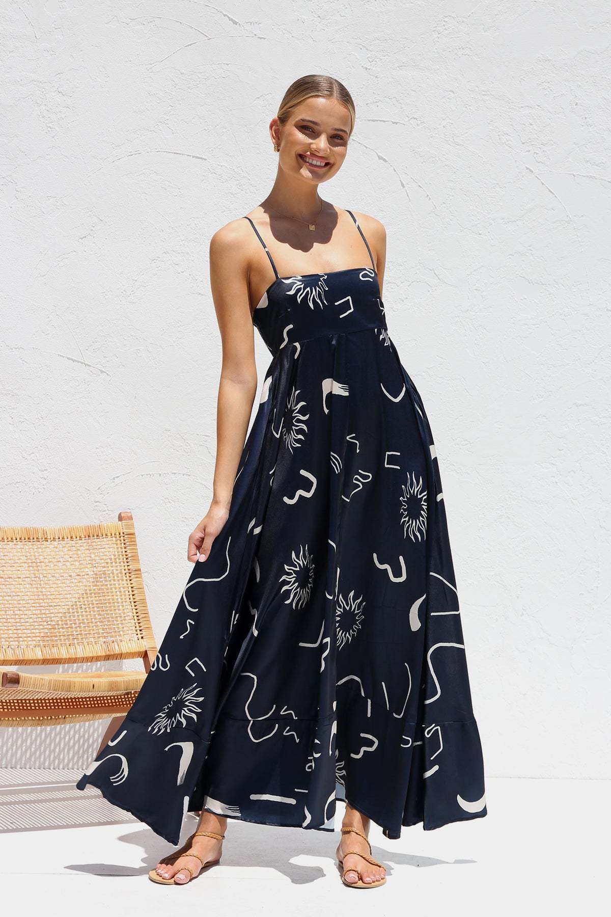 Striped dress with open back belt