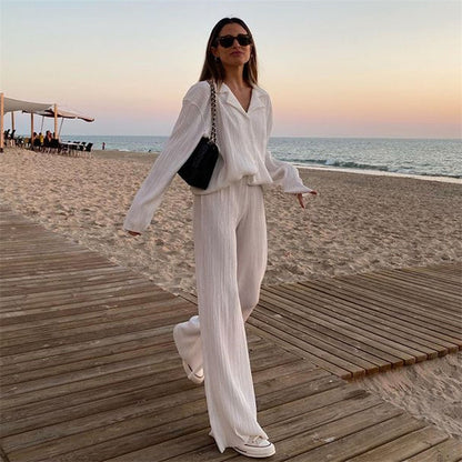 Loose Shirt & Straight-Leg Trousers Set