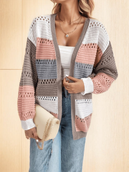 Multicolor Striped Knit Cardigan