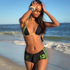 Women’s Halter Bikini Set – Sporty Contrast Trim Swimsuit | Dripiume