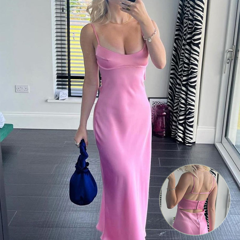 Satin Slip Pink Maxi Dress
