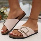 Livia Women's Trendy Mules - Stylish Open Toe Sandals with Buckle Strap and Comfortable EVA Sole