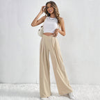 Chic High-Waist Pleated Wide-Leg Pants
