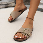 Livia Women's Trendy Mules - Stylish Open Toe Sandals with Buckle Strap and Comfortable EVA Sole