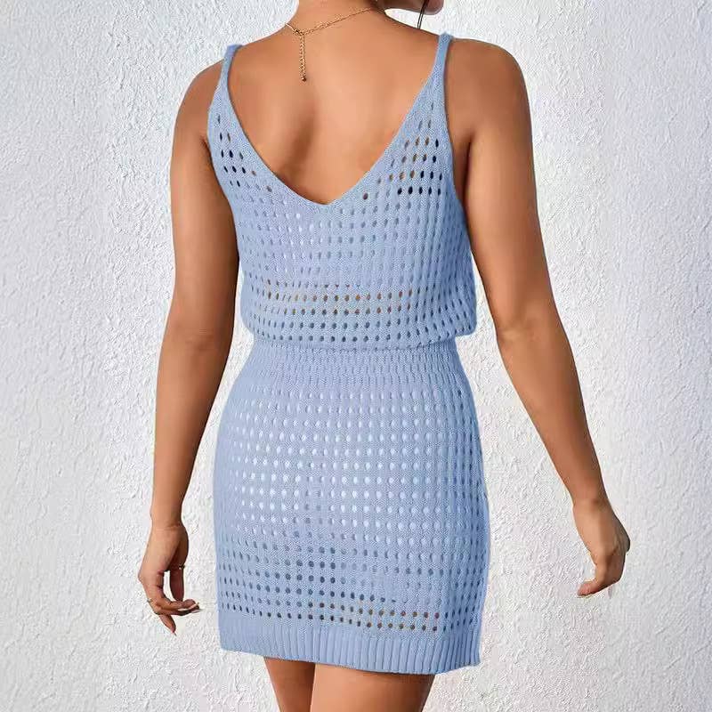 Women’s Crochet Knit Beach Dress – Cut Out Swim Cover Up | Dripiume