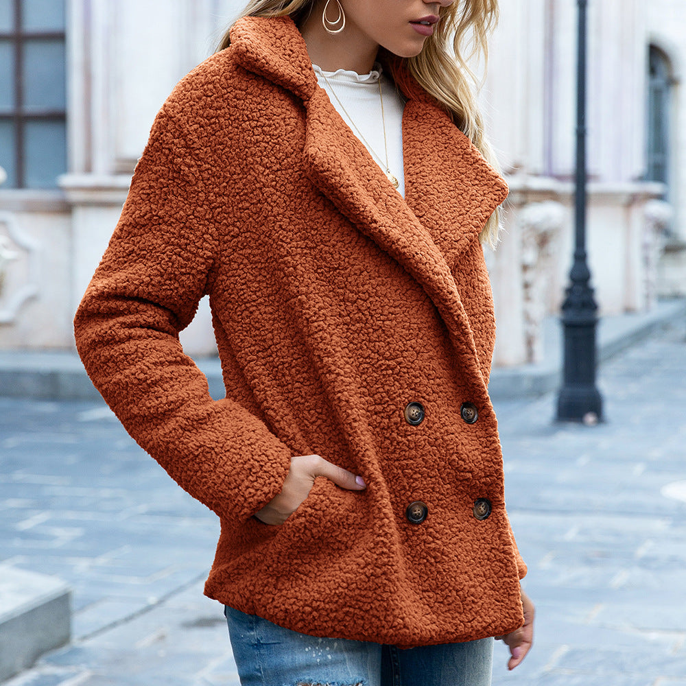 Warm, fluffy coat with buttons