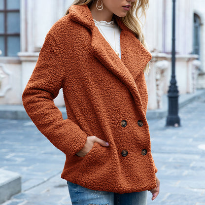Warm, fluffy coat with buttons