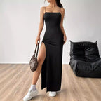 Sleek Black Bodycon Cami Long Dress
