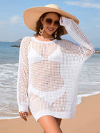 Women’s Mesh Knit Cover Up – Long Sleeve Beach Dress | Dripiume
