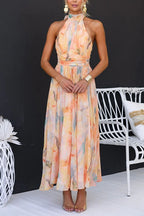 Sandra | Elegant Watercolour Maxi Dress for Summer