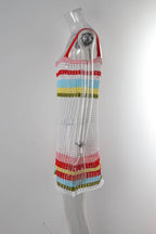 Women’s Crochet Halter Cover Up Dress – Color Block Beachwear | Dripiume