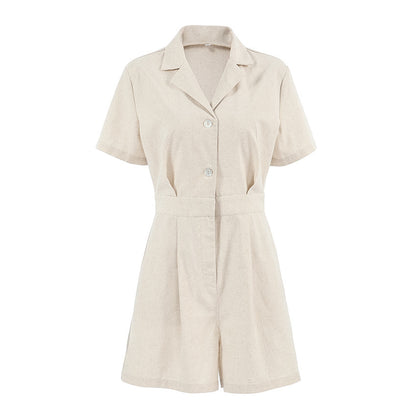Casual Elegance Linen Short Jumpsuit