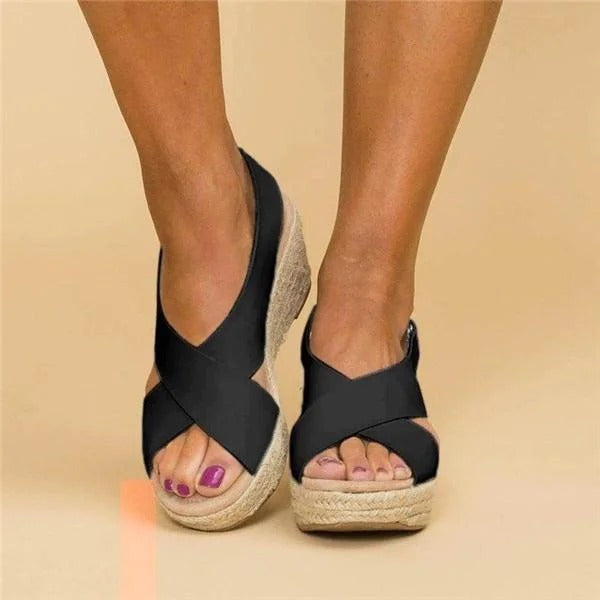 Comfortable Wedge Sandals for Women with Crisscross Straps