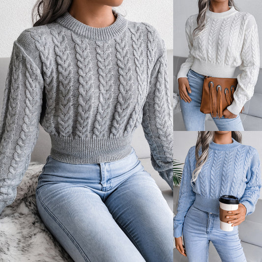Twist Cable-Knit Cropped Sweater