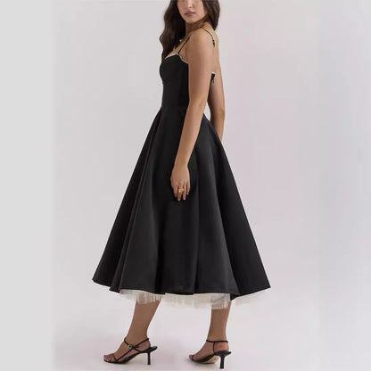 Women's Long Pink Dress - Bustier Style and Voluminous Skirt