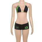 Women’s Halter Bikini Set – Sporty Contrast Trim Swimsuit | Dripiume