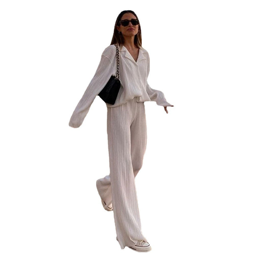 Loose Shirt & Straight-Leg Trousers Set