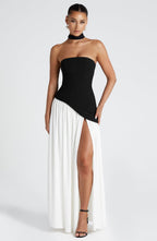 Strapless Long Dress with Draped Detail & Elegant Silhouette – Mya