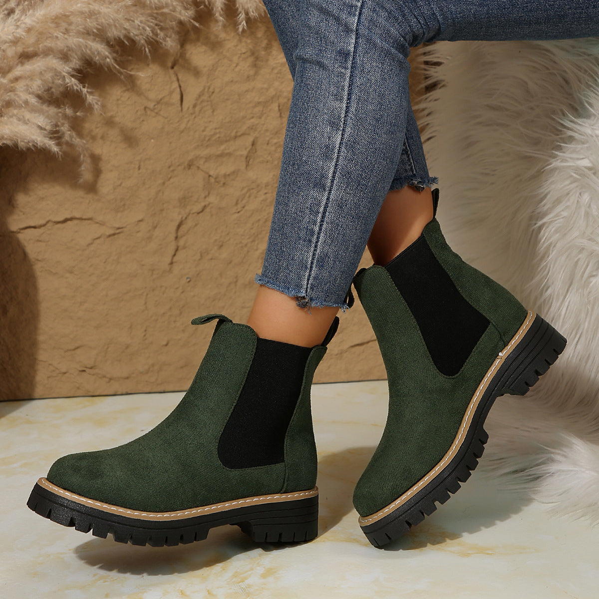 Frosted Suede Chelsea Boots