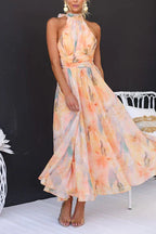 Sandra | Elegant Watercolour Maxi Dress for Summer