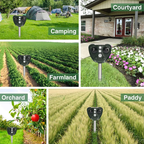 Solar Ultrasonic Bird Repeller Outdoor Garden Pest Deterrent with LED Flash Light