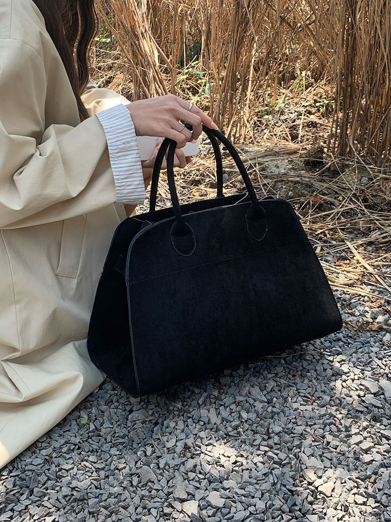 Retro Side-Buckle Top Handle Tote Bag