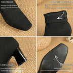 Women’s Knit Sock Boots – Chunky Heel Ankle Booties | Dripiume