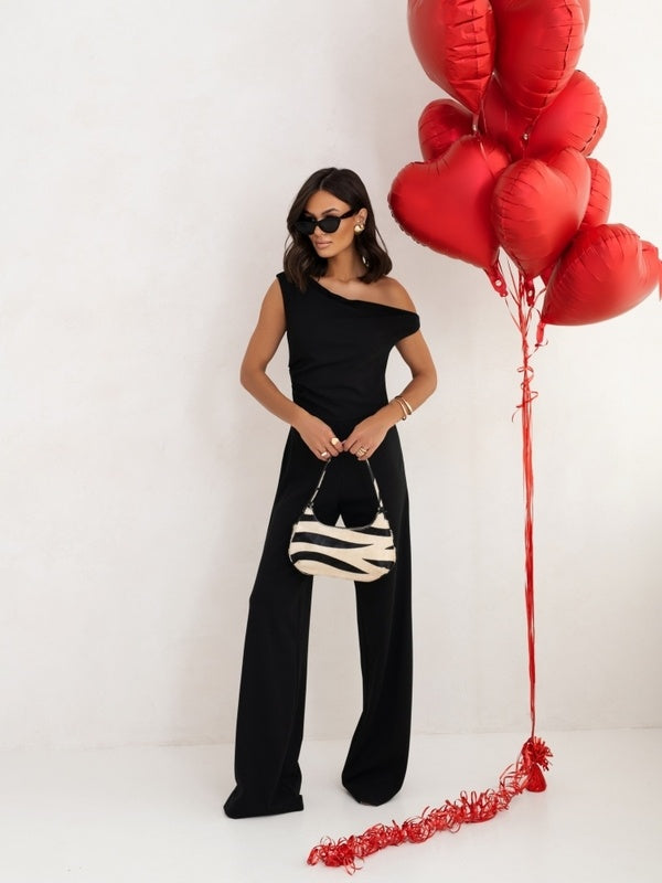 Elegant One-Shoulder Black Jumpsuit