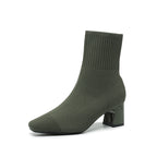 Women’s Knit Sock Boots – Chunky Heel Ankle Booties | Dripiume