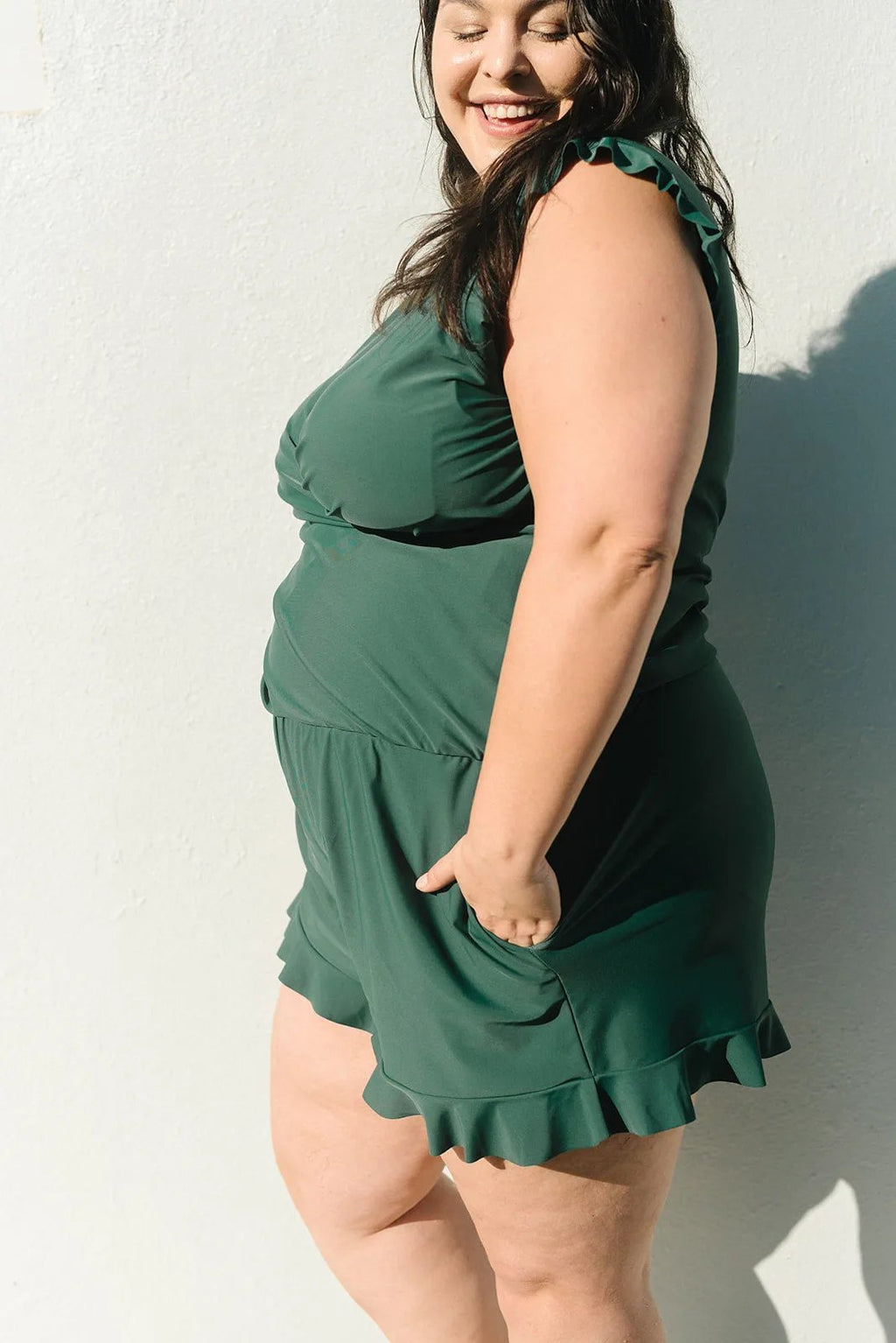 Women’s One-Piece Swim Dress with Built-In Bra and Sculpting Fit for Support