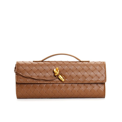 Two Way Woven Flap Clutch Shoulder Bag