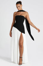 Strapless Long Dress with Draped Detail & Elegant Silhouette – Mya
