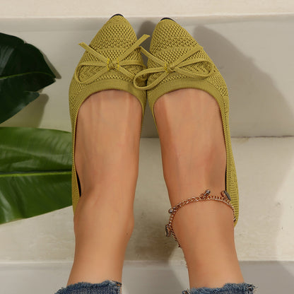 Women’s Bow Knit Pointed-Toe Flats