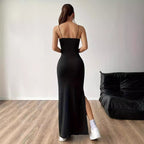 Sleek Black Bodycon Cami Long Dress