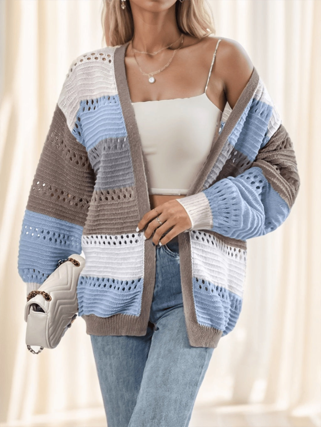 Multicolor Striped Knit Cardigan