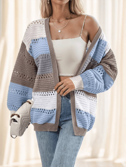Multicolor Striped Knit Cardigan