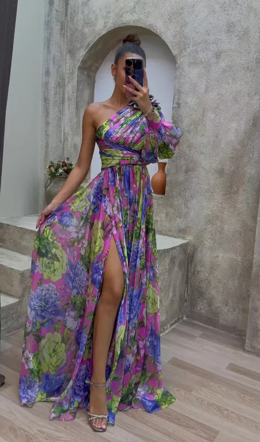 Whitney | Elegant Flowy Shoulder Maxi Dress for Summer Events