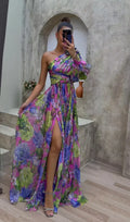 Whitney | Elegant Flowy Shoulder Maxi Dress for Summer Events