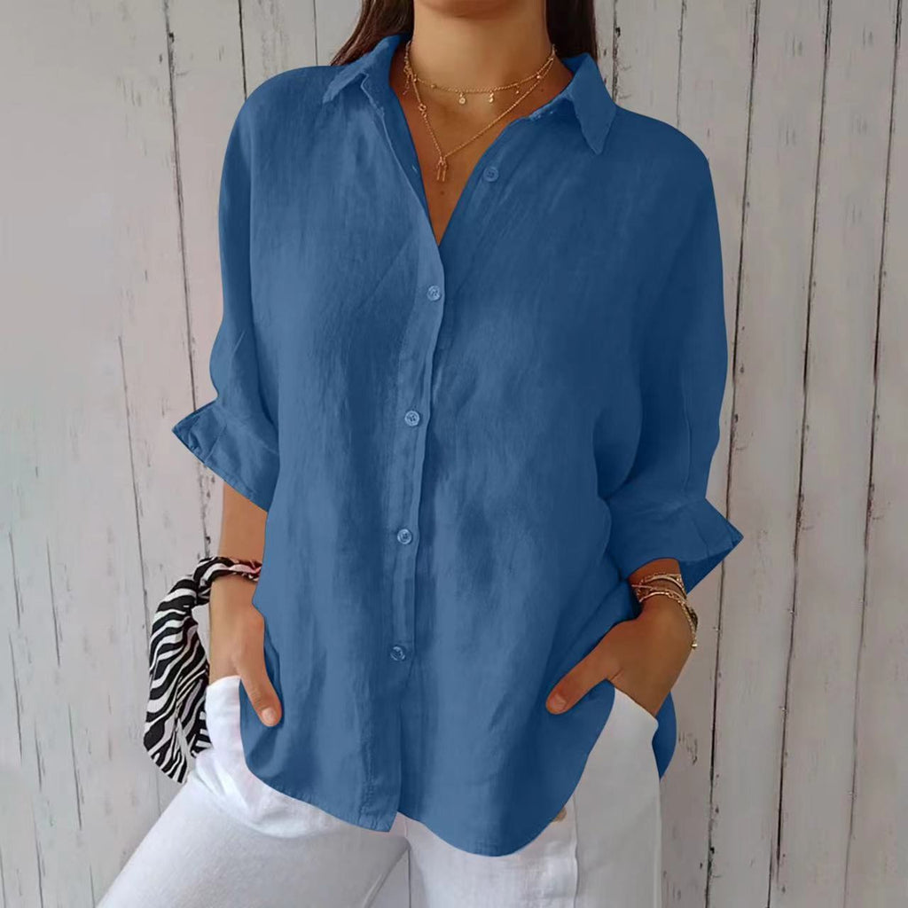 Casual Lapel Long Sleeve Pleated Shirt
