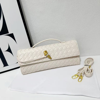 Two Way Woven Flap Clutch Shoulder Bag