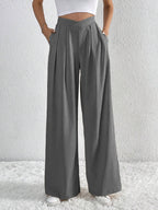 Chic High-Waist Pleated Wide-Leg Pants