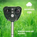 Solar Ultrasonic Bird Repeller Outdoor Garden Pest Deterrent with LED Flash Light